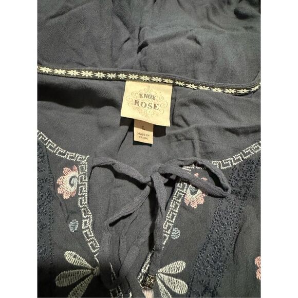 Knox Rose boho embroidered tassels tie dress L - Picture 2 of 6